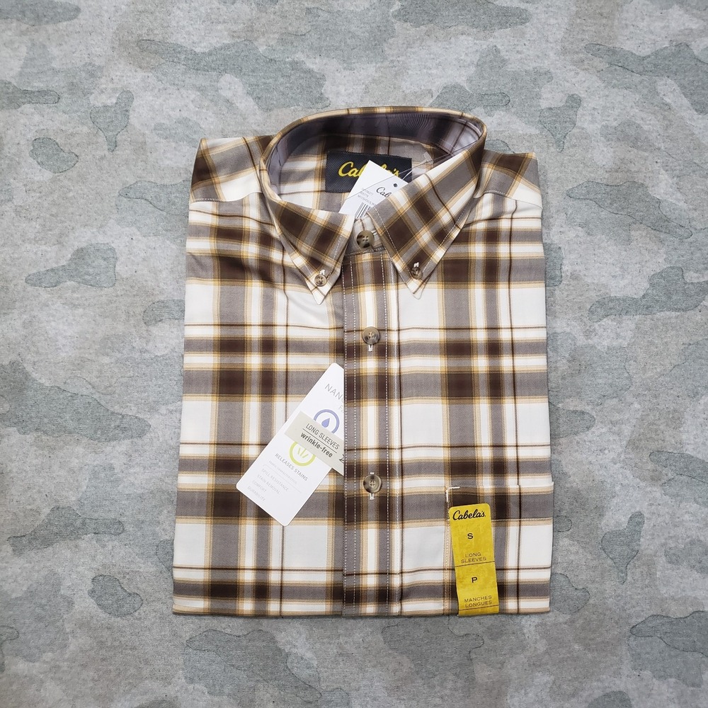 Cabela's Shirt Mens Small Brown Long Sleeve Button-Up NWT